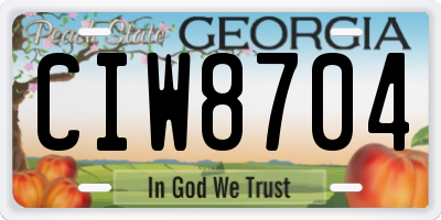 GA license plate CIW8704