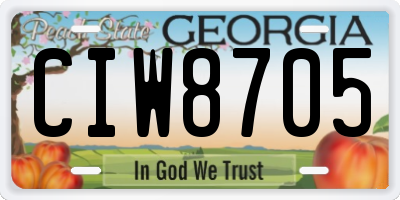 GA license plate CIW8705