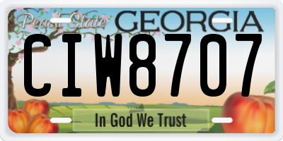 GA license plate CIW8707