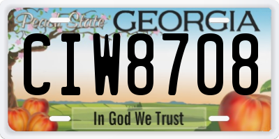 GA license plate CIW8708