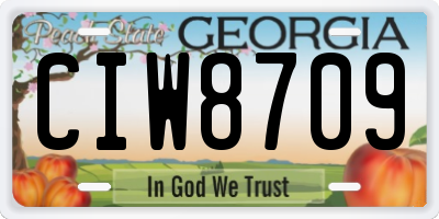 GA license plate CIW8709