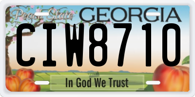 GA license plate CIW8710