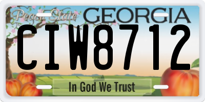 GA license plate CIW8712