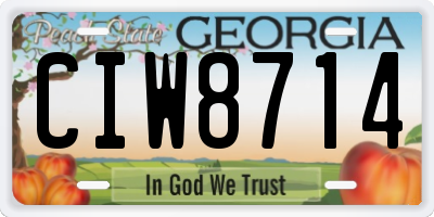 GA license plate CIW8714
