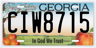 GA license plate CIW8715