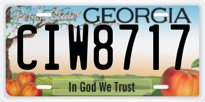 GA license plate CIW8717