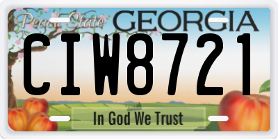 GA license plate CIW8721