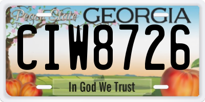 GA license plate CIW8726