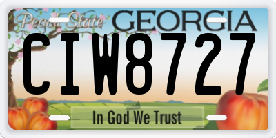 GA license plate CIW8727