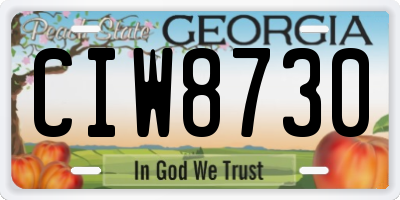 GA license plate CIW8730
