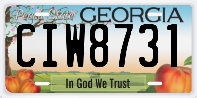 GA license plate CIW8731