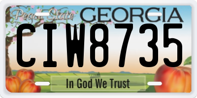GA license plate CIW8735