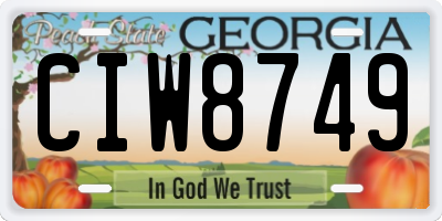 GA license plate CIW8749
