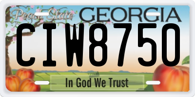 GA license plate CIW8750