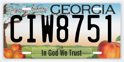 GA license plate CIW8751