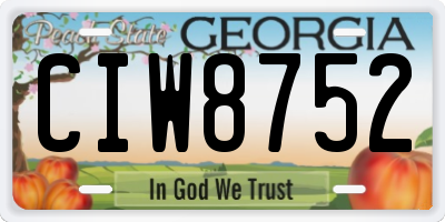 GA license plate CIW8752
