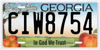 GA license plate CIW8754
