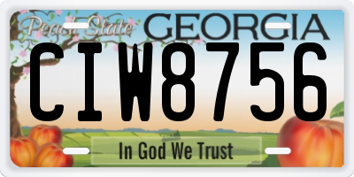 GA license plate CIW8756