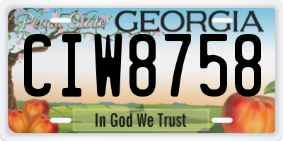 GA license plate CIW8758