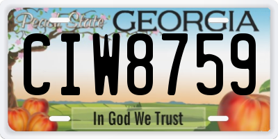 GA license plate CIW8759