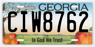 GA license plate CIW8762