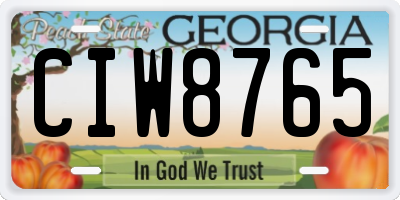 GA license plate CIW8765