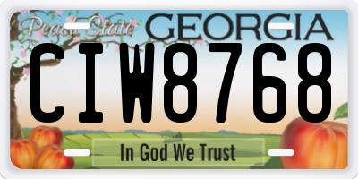 GA license plate CIW8768
