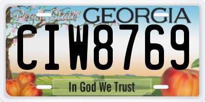 GA license plate CIW8769