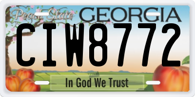 GA license plate CIW8772