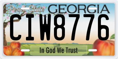 GA license plate CIW8776
