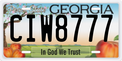 GA license plate CIW8777