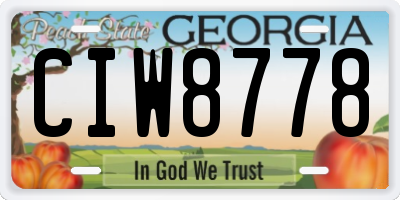 GA license plate CIW8778