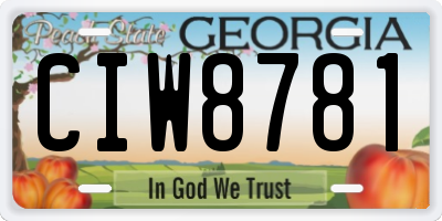 GA license plate CIW8781