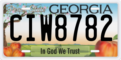GA license plate CIW8782