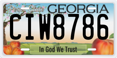 GA license plate CIW8786