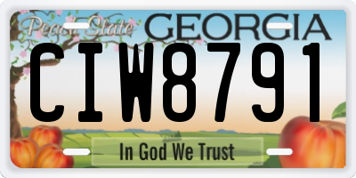 GA license plate CIW8791