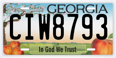 GA license plate CIW8793
