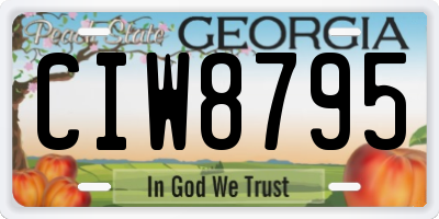 GA license plate CIW8795