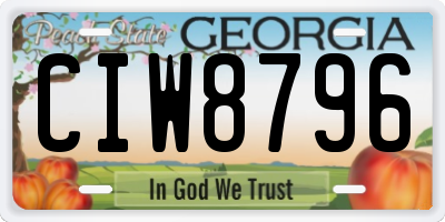 GA license plate CIW8796
