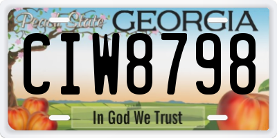 GA license plate CIW8798