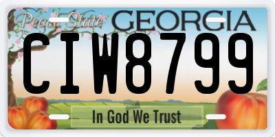 GA license plate CIW8799