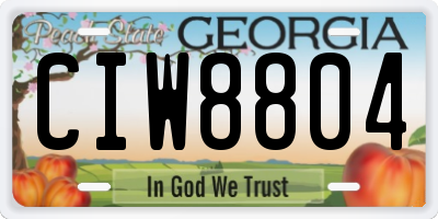 GA license plate CIW8804