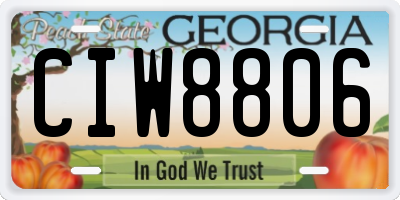 GA license plate CIW8806