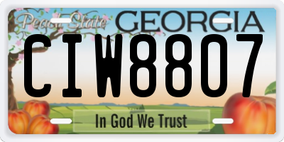 GA license plate CIW8807