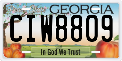 GA license plate CIW8809