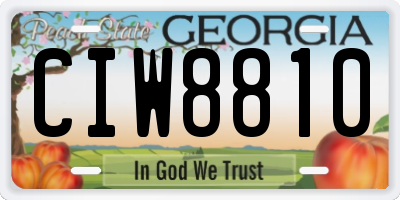GA license plate CIW8810