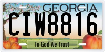 GA license plate CIW8816