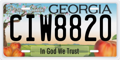 GA license plate CIW8820