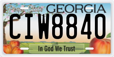 GA license plate CIW8840