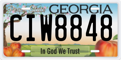 GA license plate CIW8848